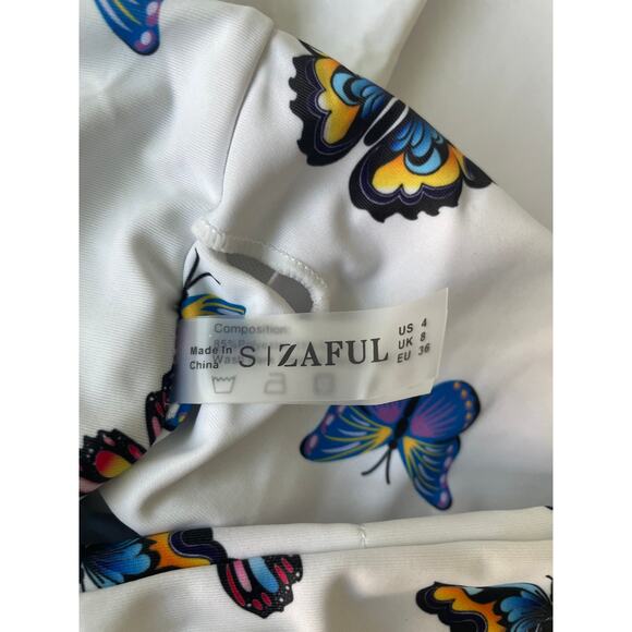 ZAFUL, SIZE 4, WHITE BUTTERFLY BIKINI, 2 PIECE - Picture 3 of 3